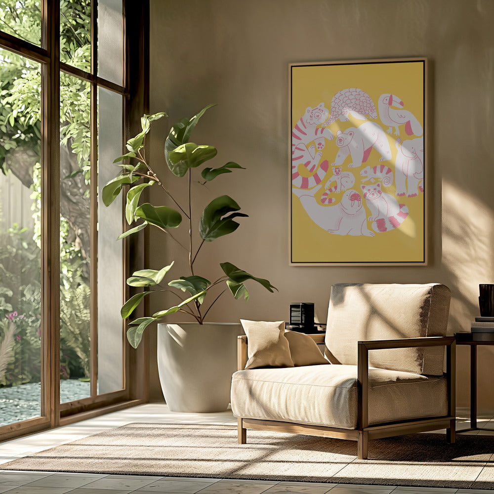 Gelbe Tiercollage | Poster