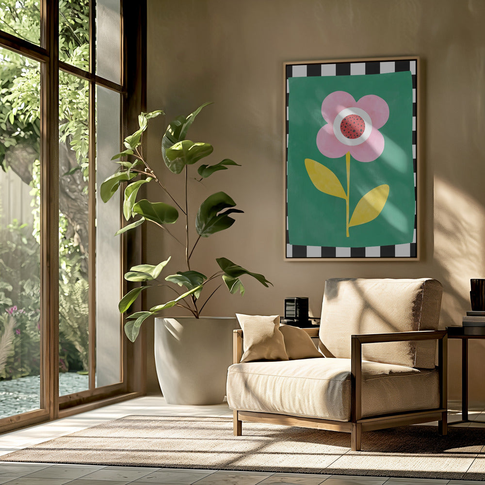 Pink Flower with Yellow Leaves | Poster