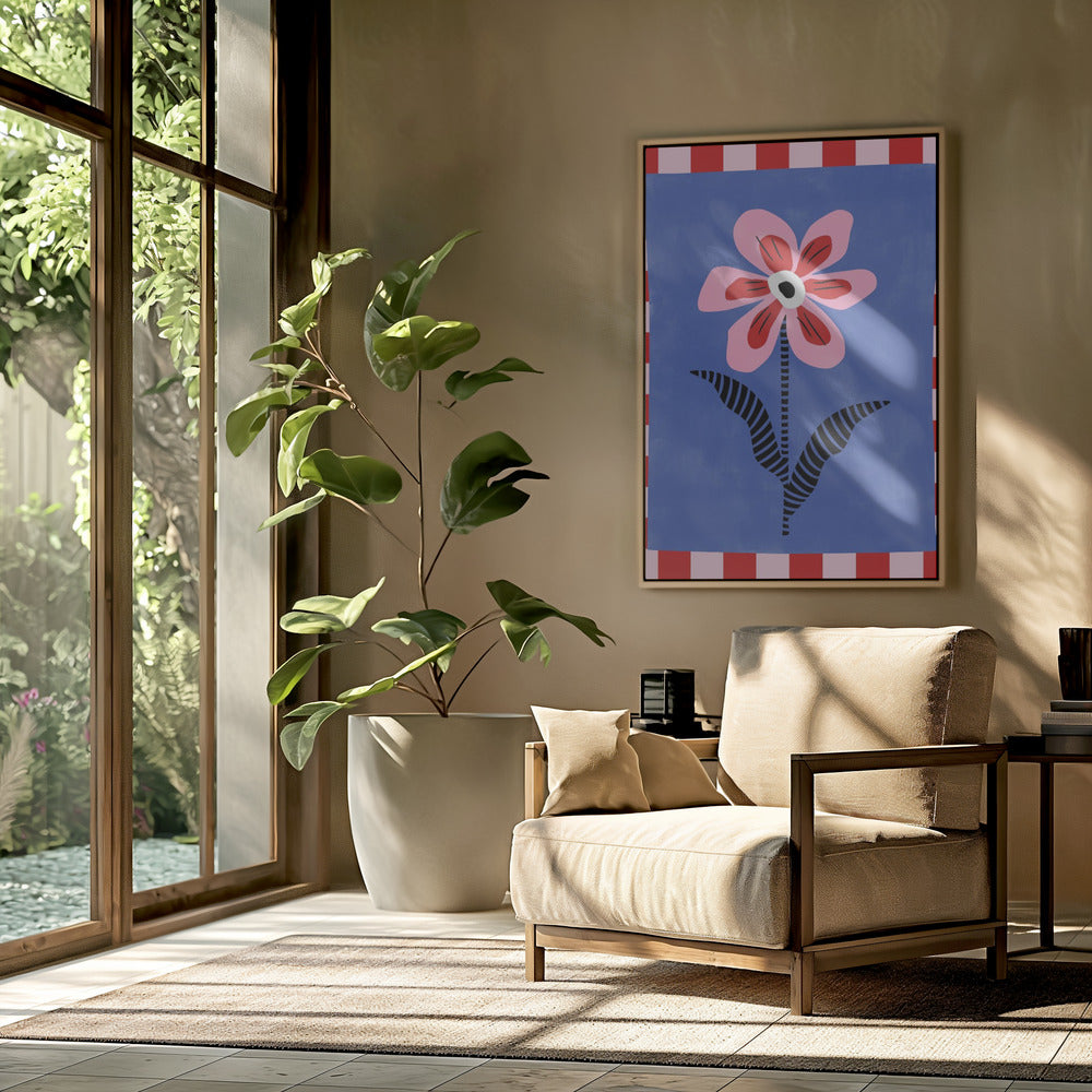 Flower with Pink Petals and Striped Leaves | Poster