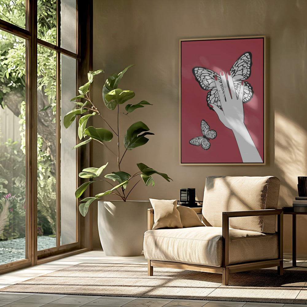Hält einen Schmetterling | Poster