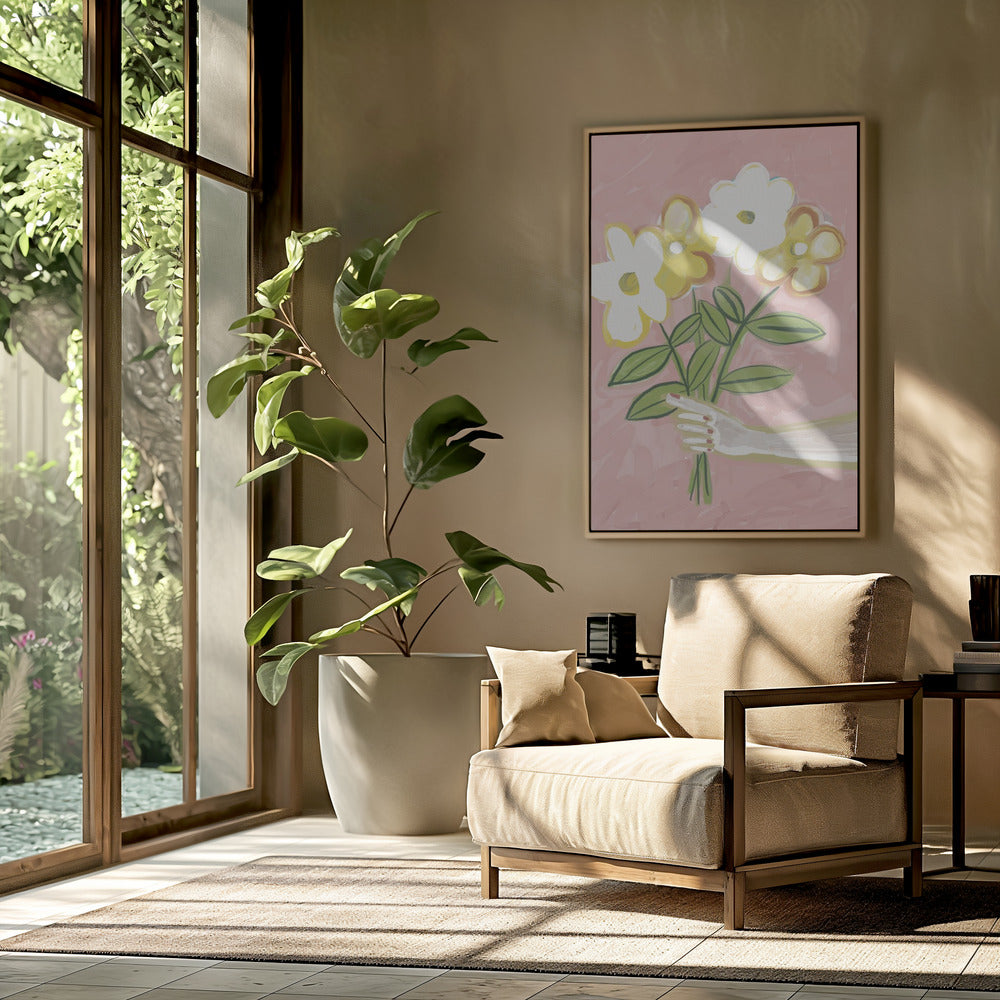 Blumenstrauß Rosa und Gelb | Poster