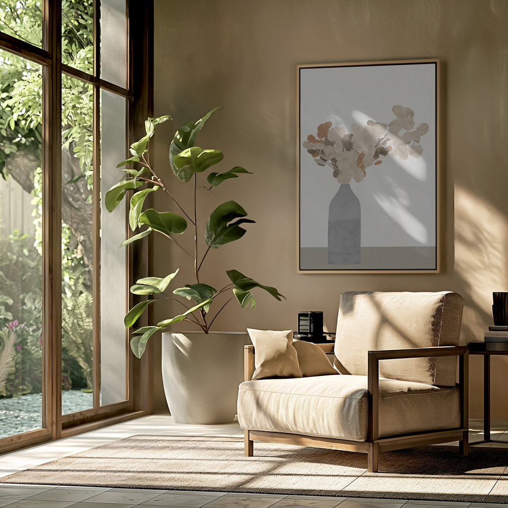 Rostbraune Trockenblumen in einer Vase auf dem Tisch 1 Jpg | Poster