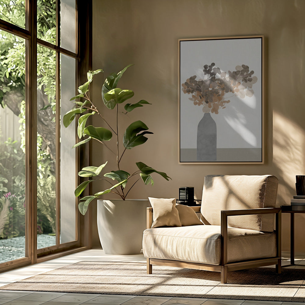 Rostbraune Trockenblumen in einer Vase auf Tisch 2 | Poster