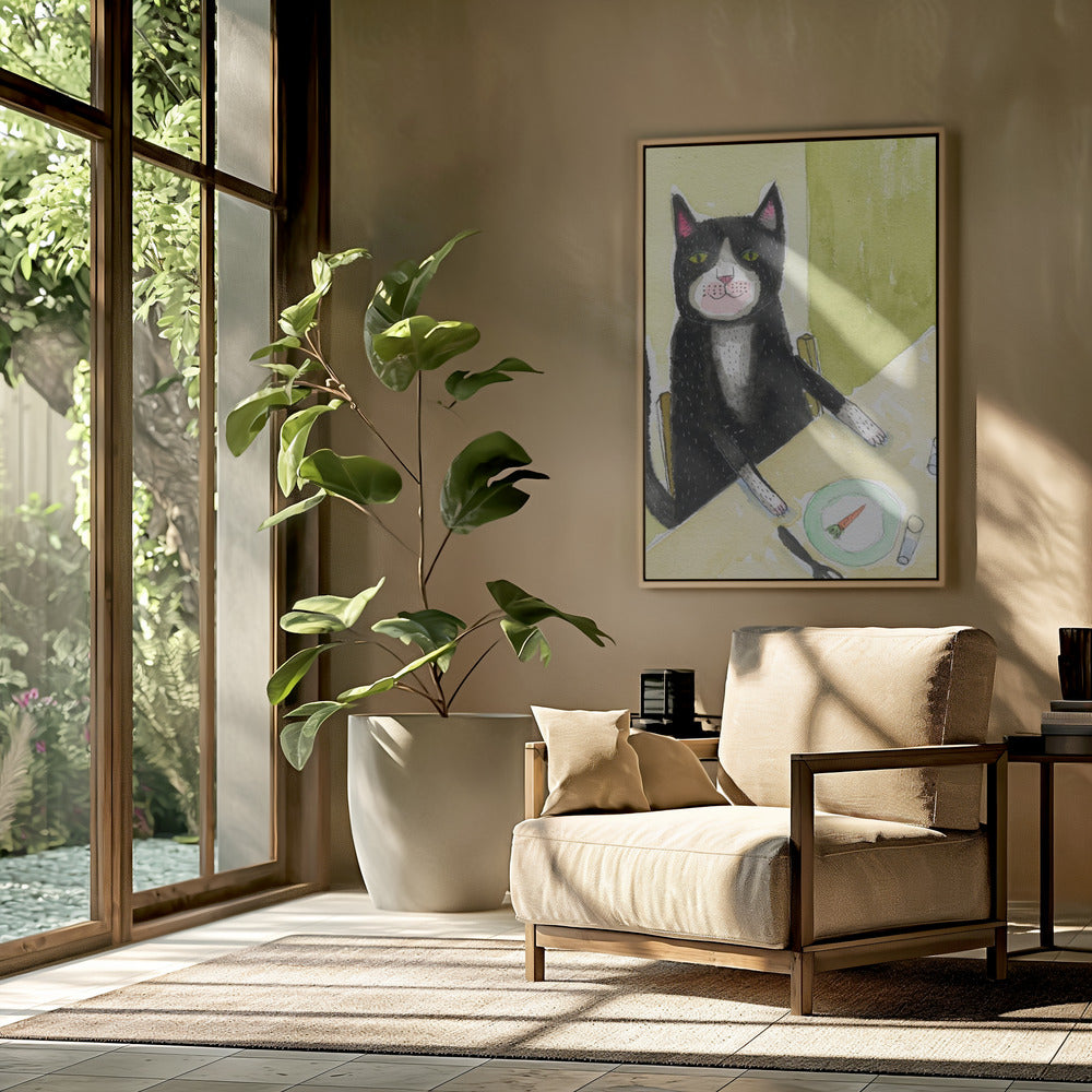 Katze beim Abendessen | Poster
