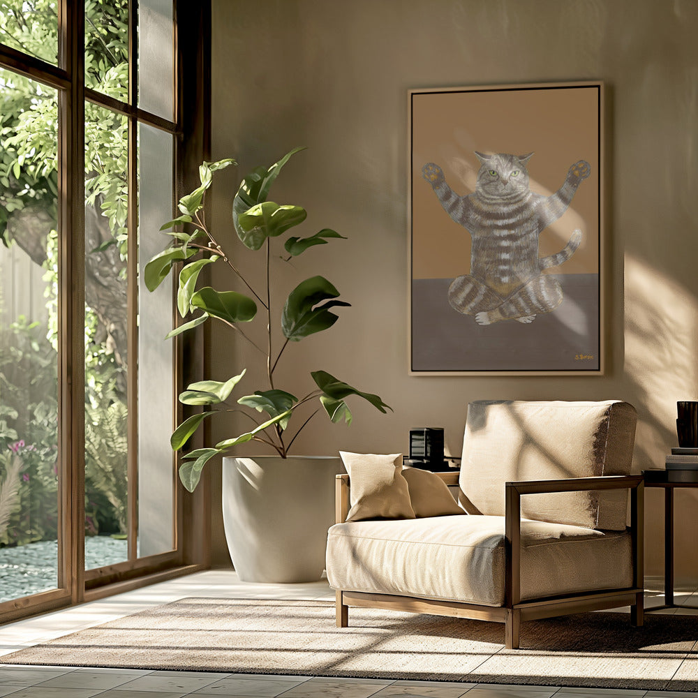 Yoga Katze Tan Hintergrund | Poster