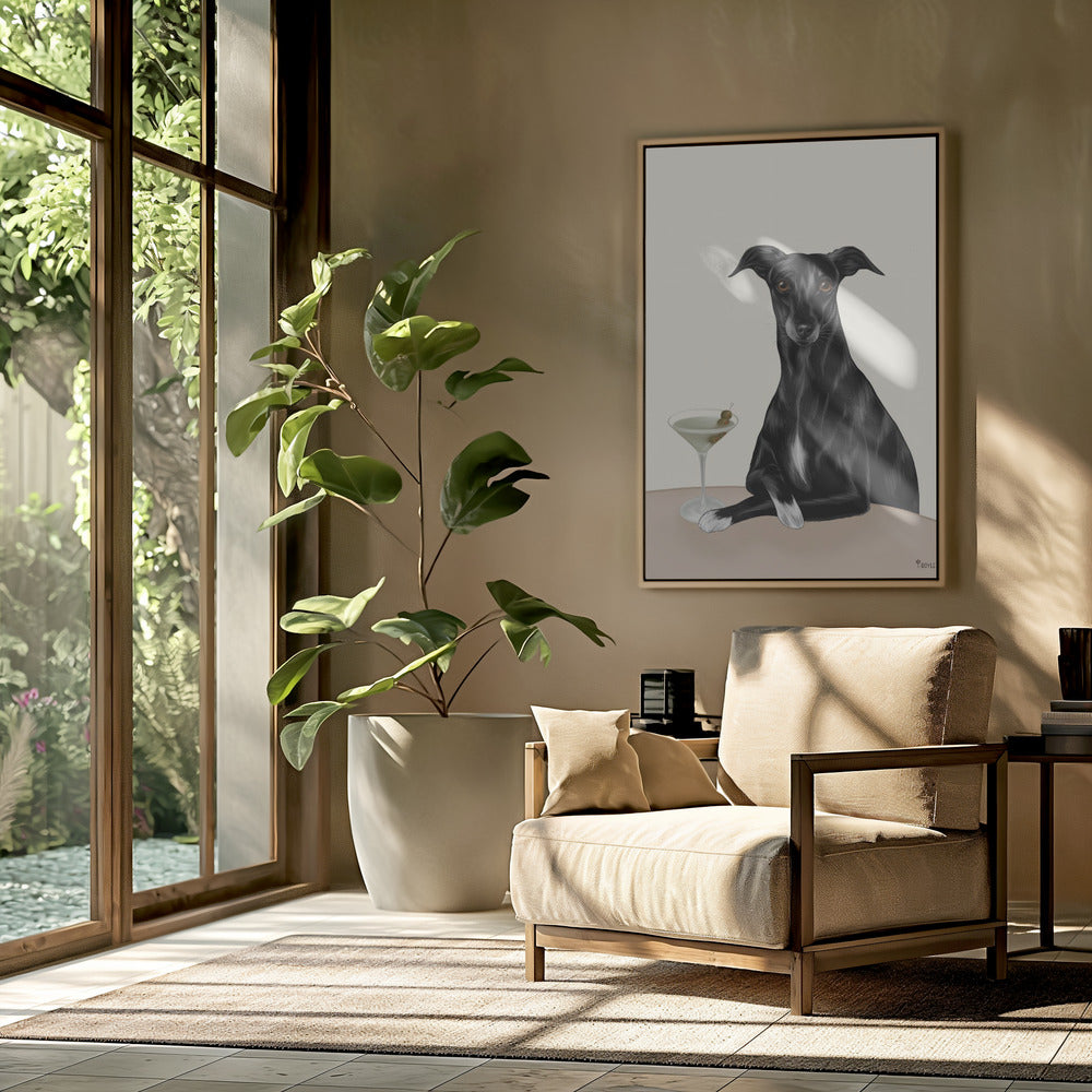 Edler Windhund mit Martini | Poster