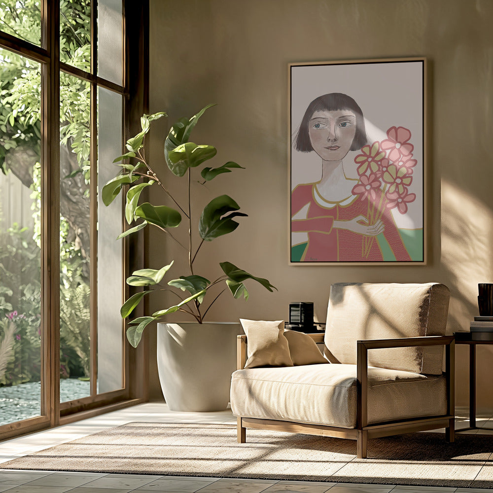 Frau mit Blumen | Poster