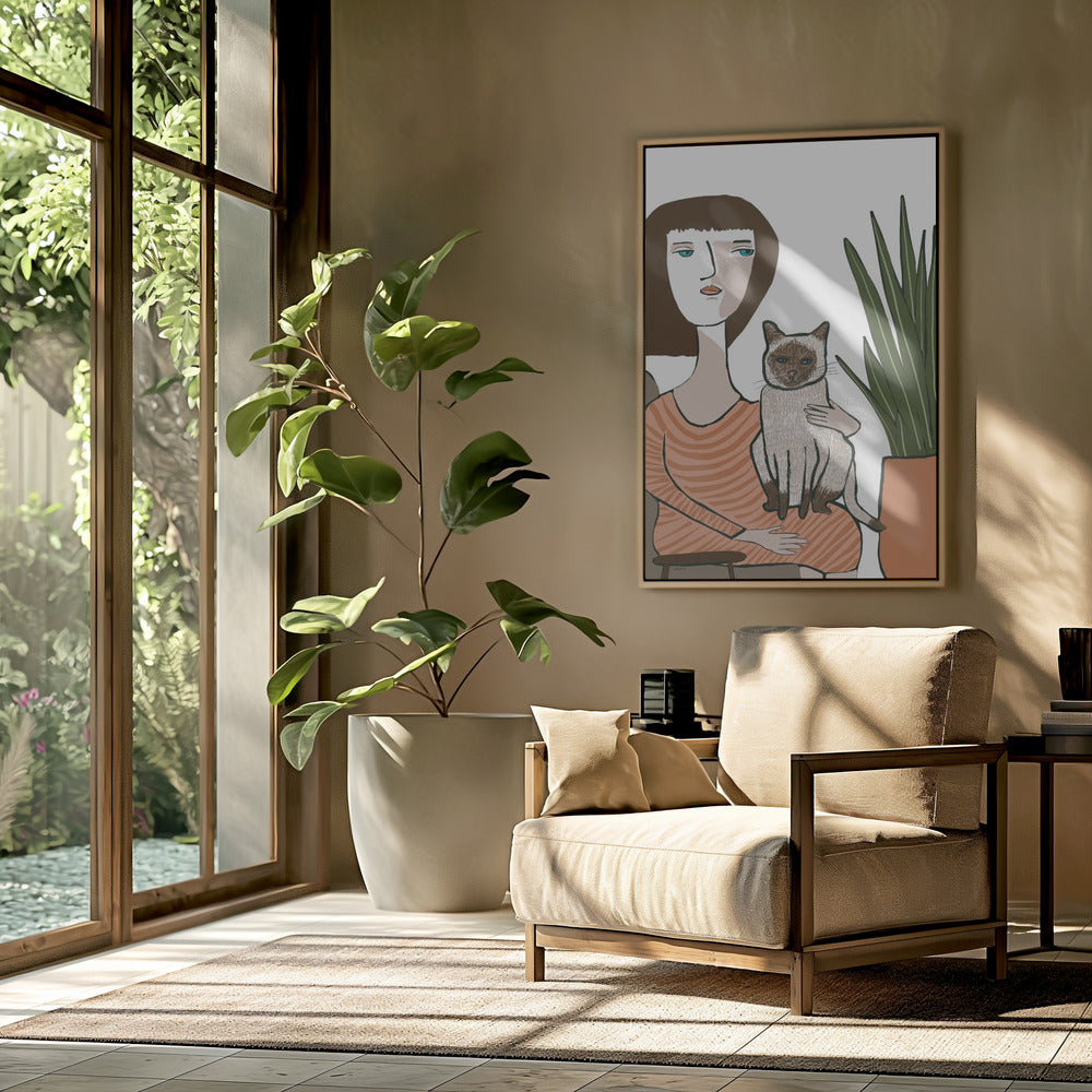 Mädchen mit Siamkatze | Poster
