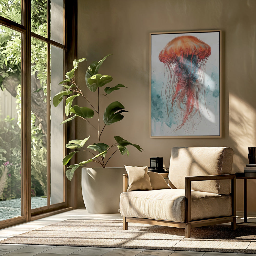 Tier Aquarell Kunst Medusa Meeresleben | Poster