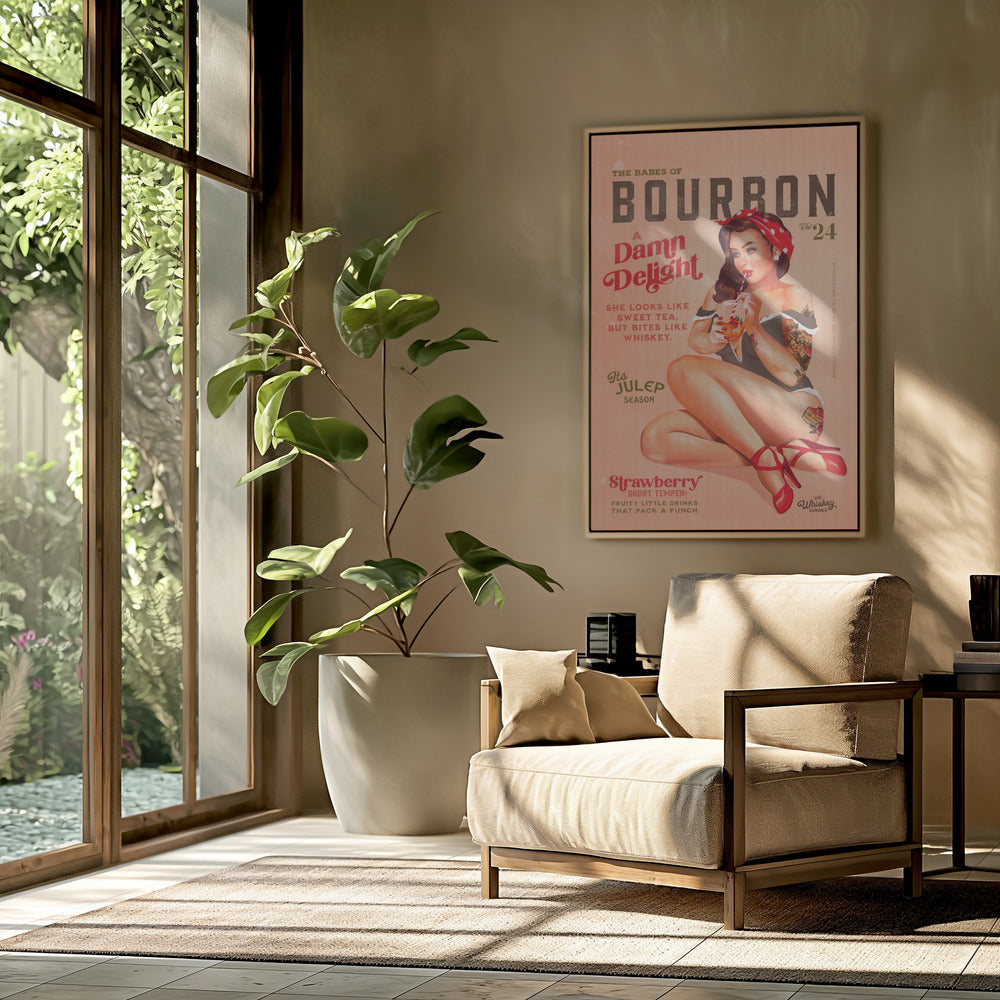 Bourbon Babes Vol 22 Vintage Pinup Girl trinkt einen Cocktail | Poster