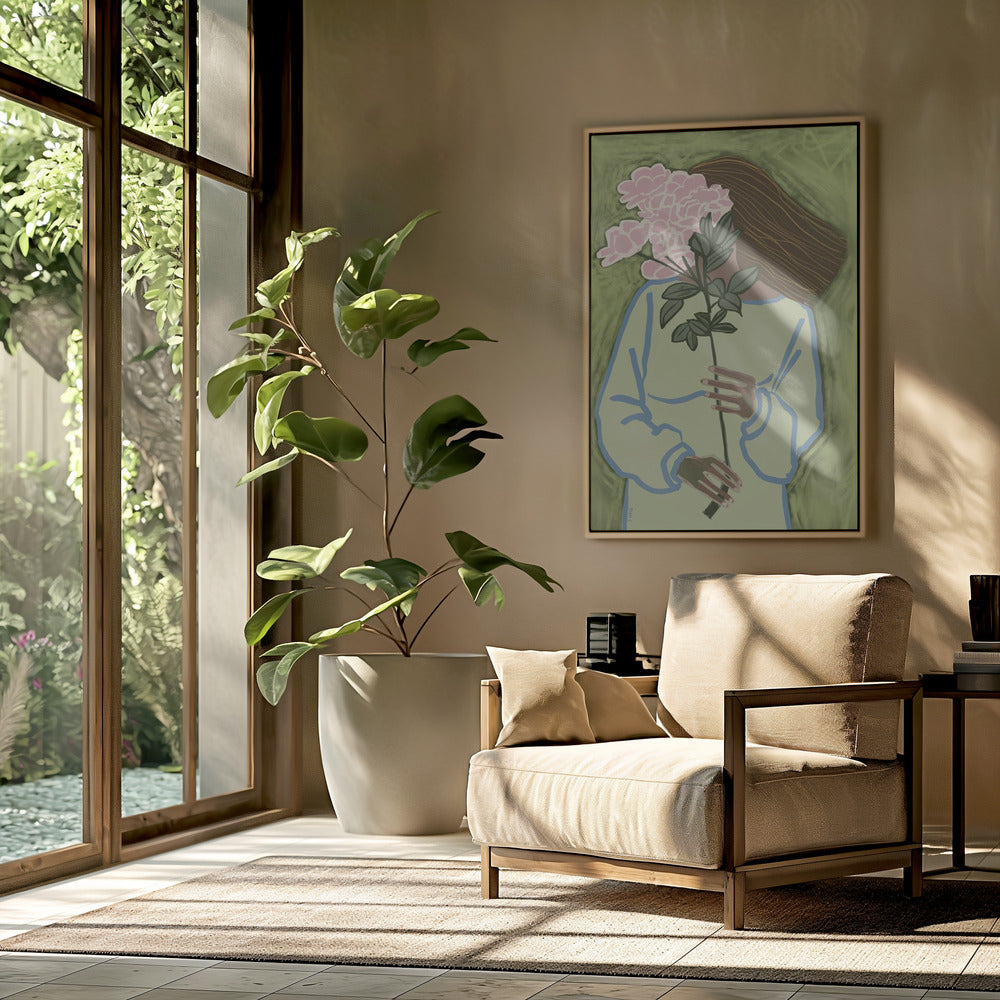 Dame mit Blumen | Poster