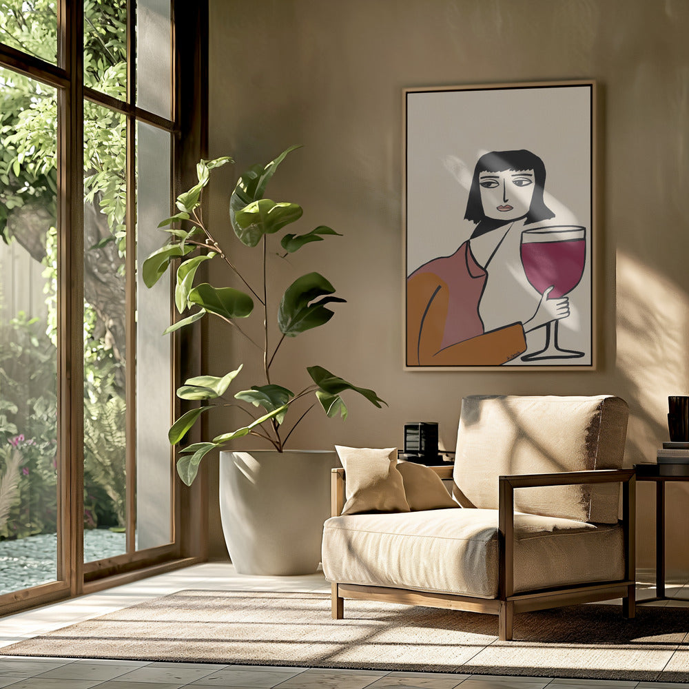 Dame trinkt Wein | Poster