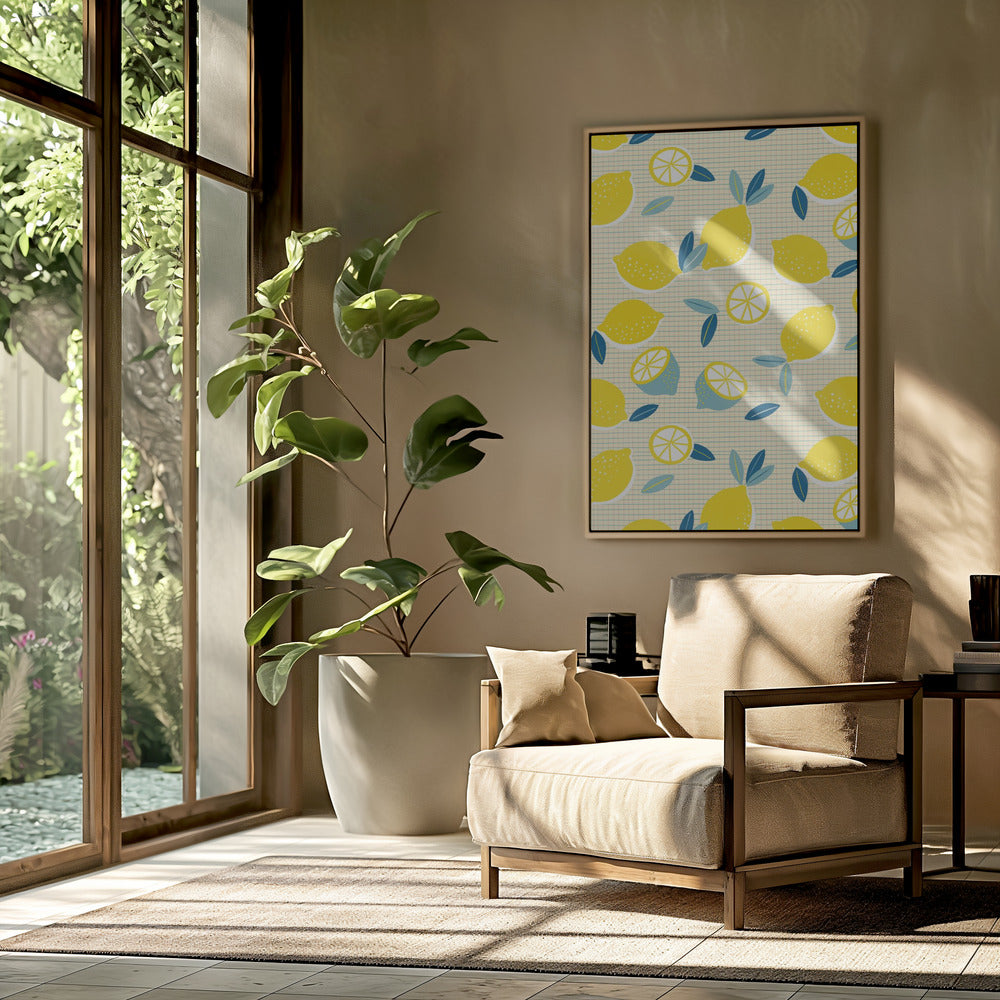 Frische Zitronen kariert sonnig | Poster