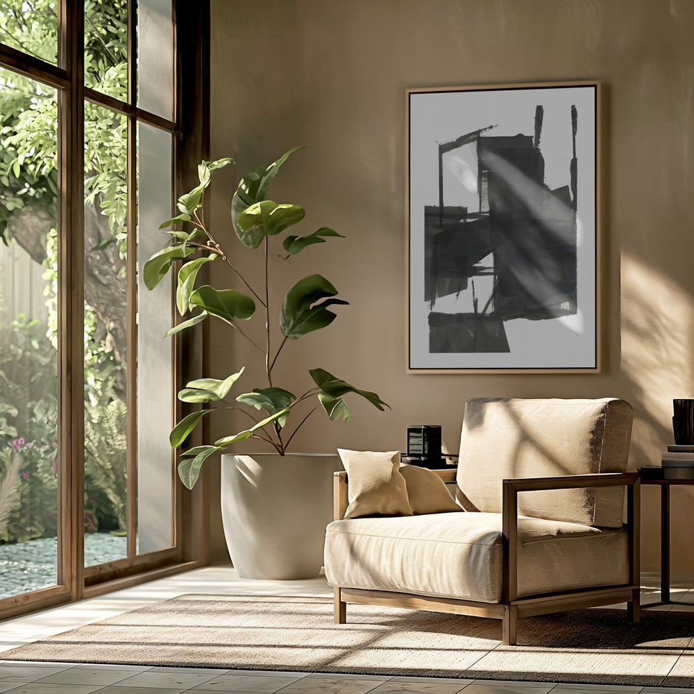 Abstrakte Komposition in Schwarzweiß Nr. 4 | Poster