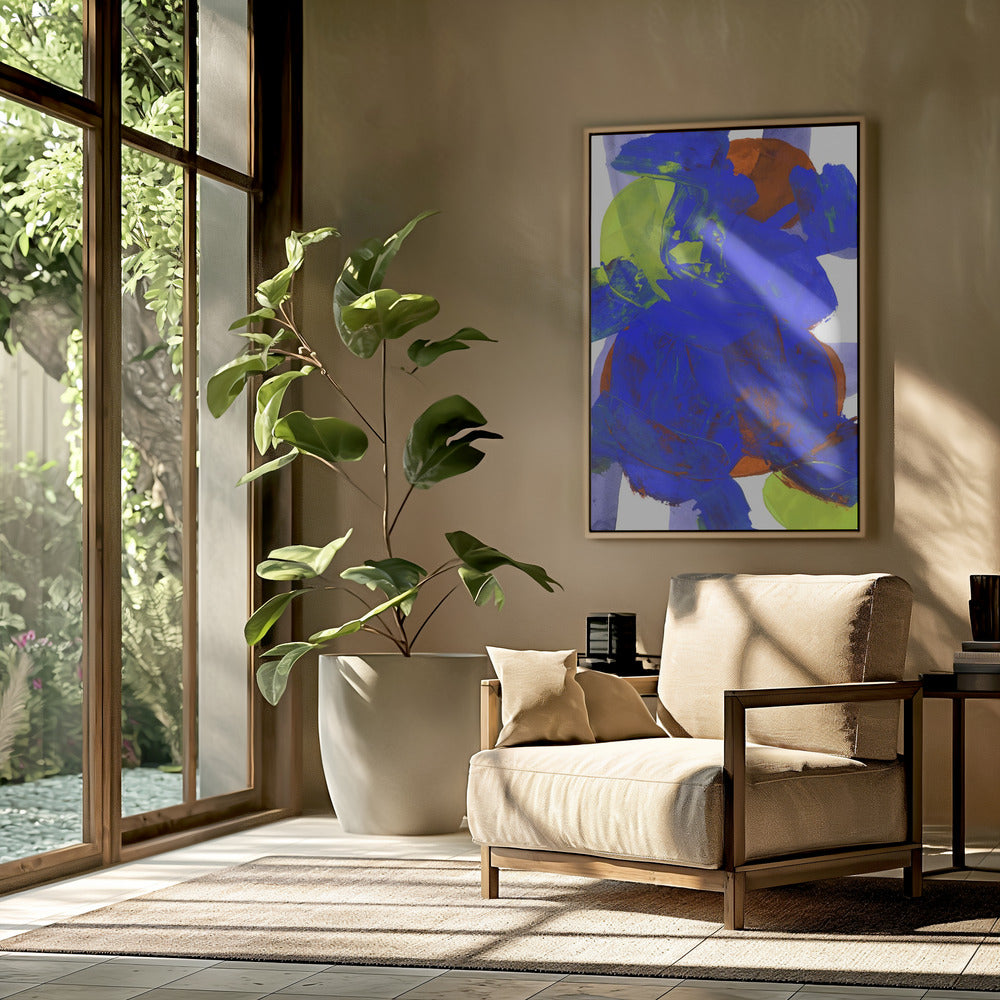 Kobaltblau Lila Gelb Chartreuse Orange Neutral Weiß Abstrakt 1 | Poster