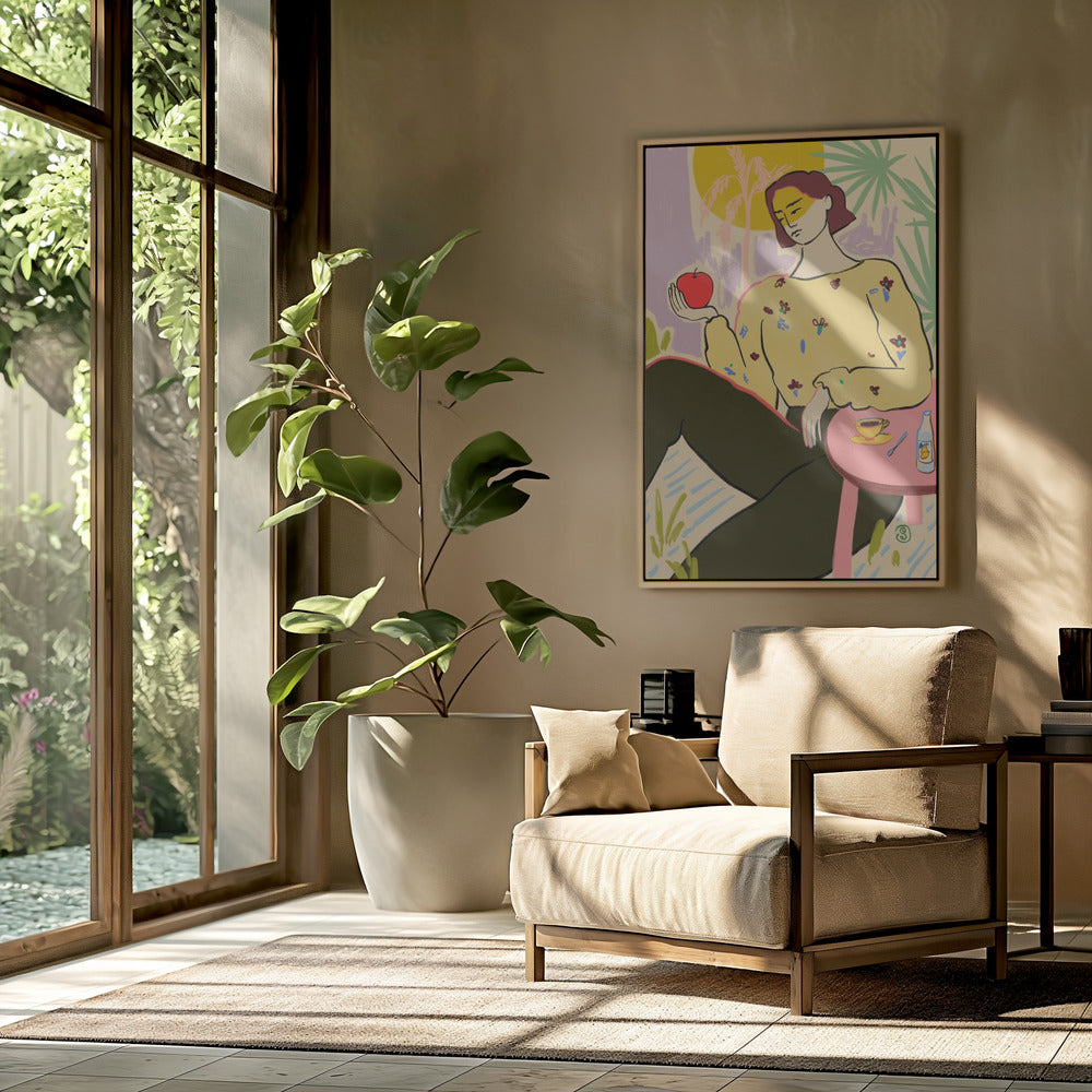 Frau mit Apfel | Poster
