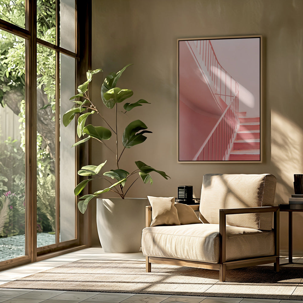 Pink Steps Cannes | Architektonischer Minimalismus | Poster