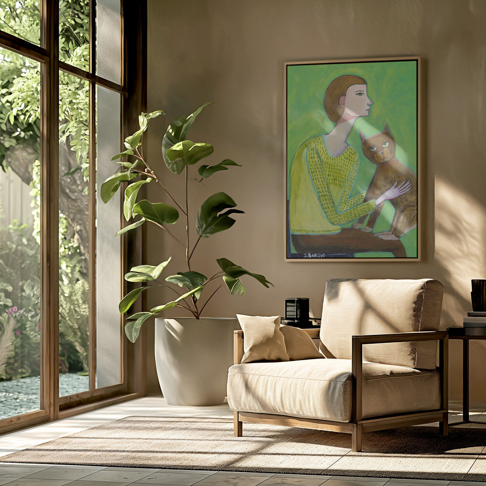 Frau mit Katze | Poster