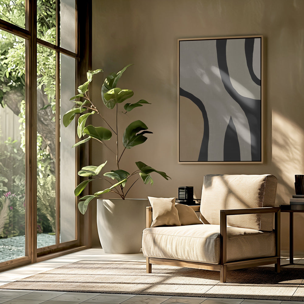 Minimalist Grey Abstract Flow | Poster