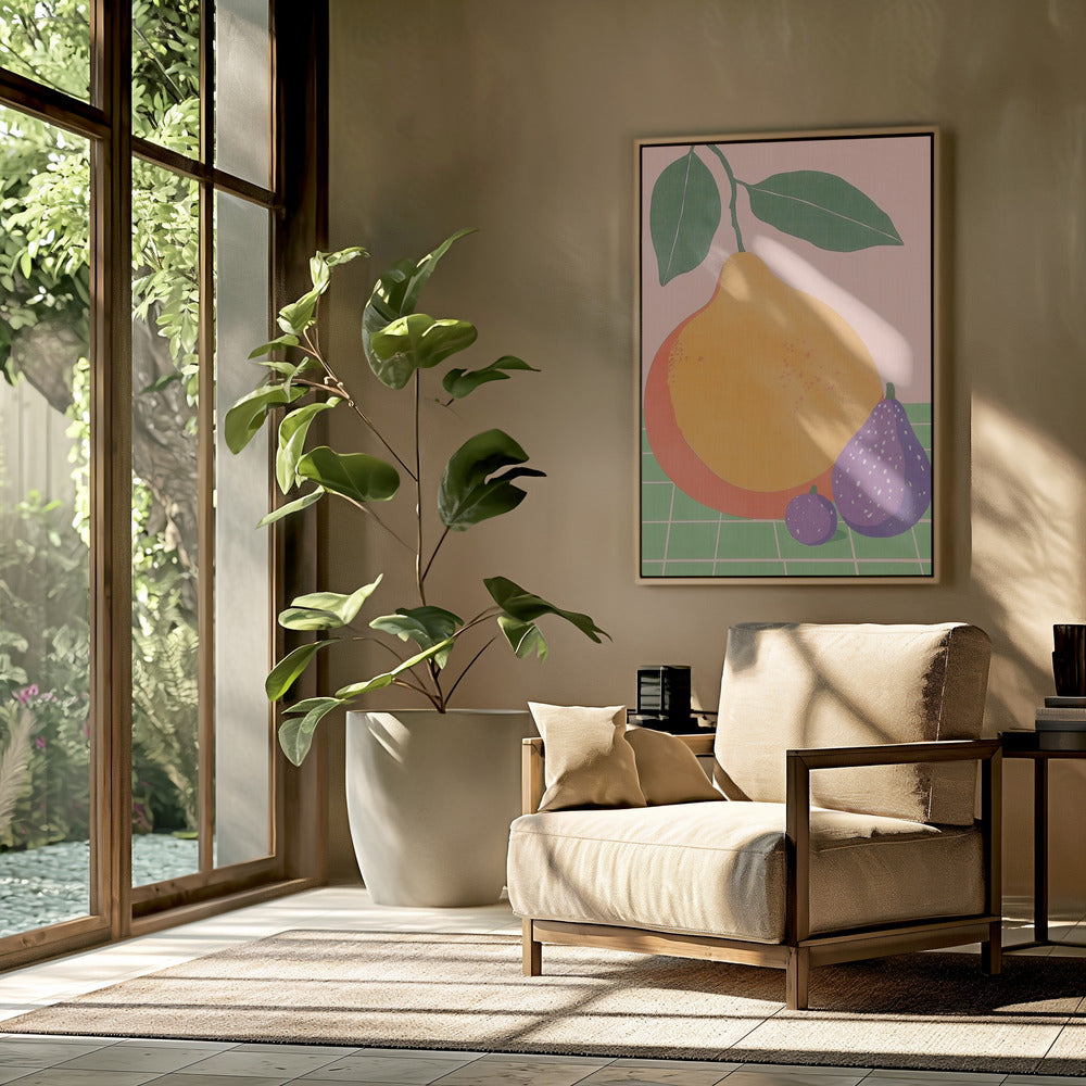 Obstillustration Birne und Feigen | Poster