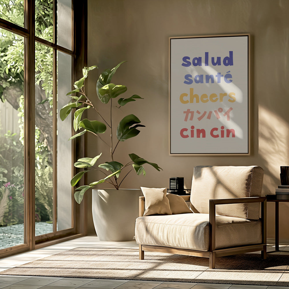 Cheers Typography - Salud Santé Cheers Kanpai Cin cin | Poster