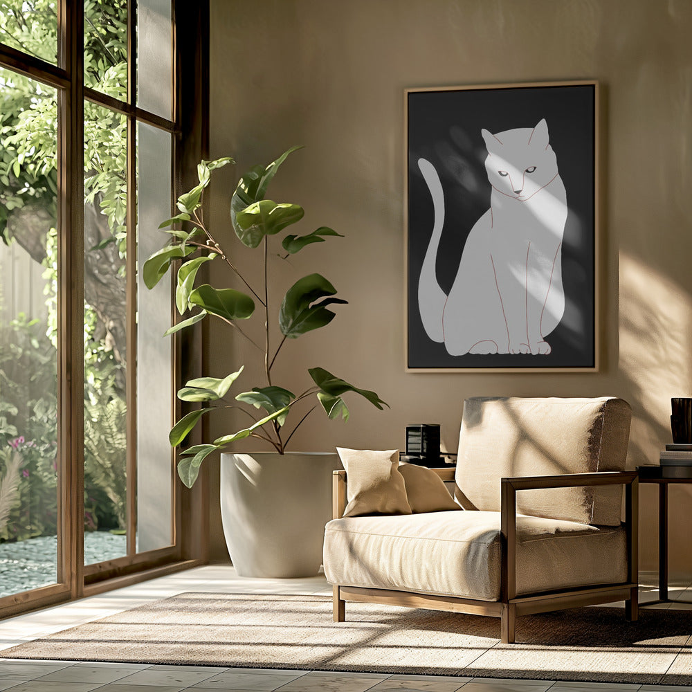 Weiße und schwarze Katze | Poster