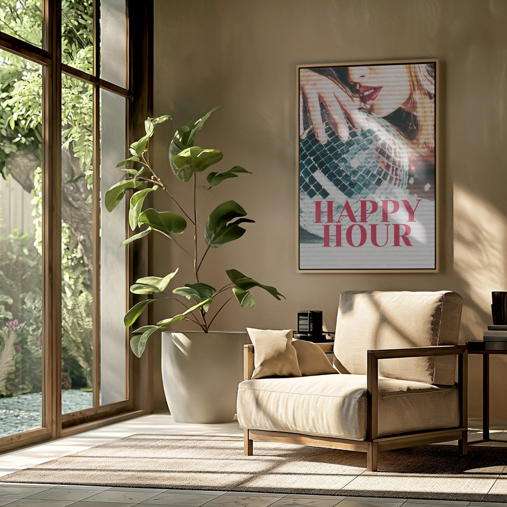 Frau mit einer Discokugel | Poster