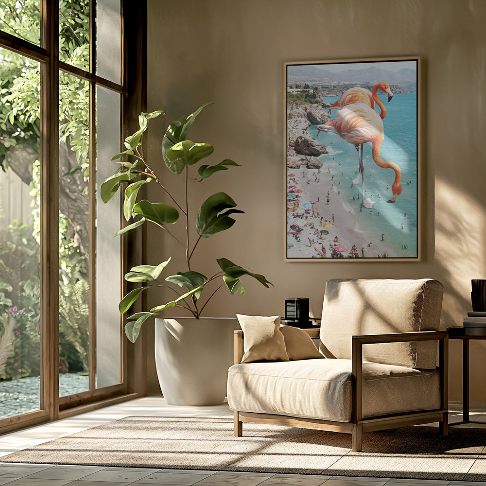 Flamingos am Strand | Poster