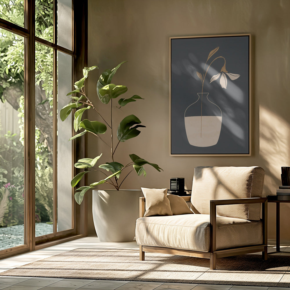 Minimalistische abstrakte Kunstvase mit Blumen | Poster