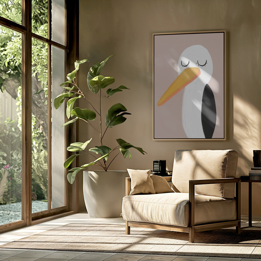 Friedlicher Storch mit geschlossenen Augen | Poster
