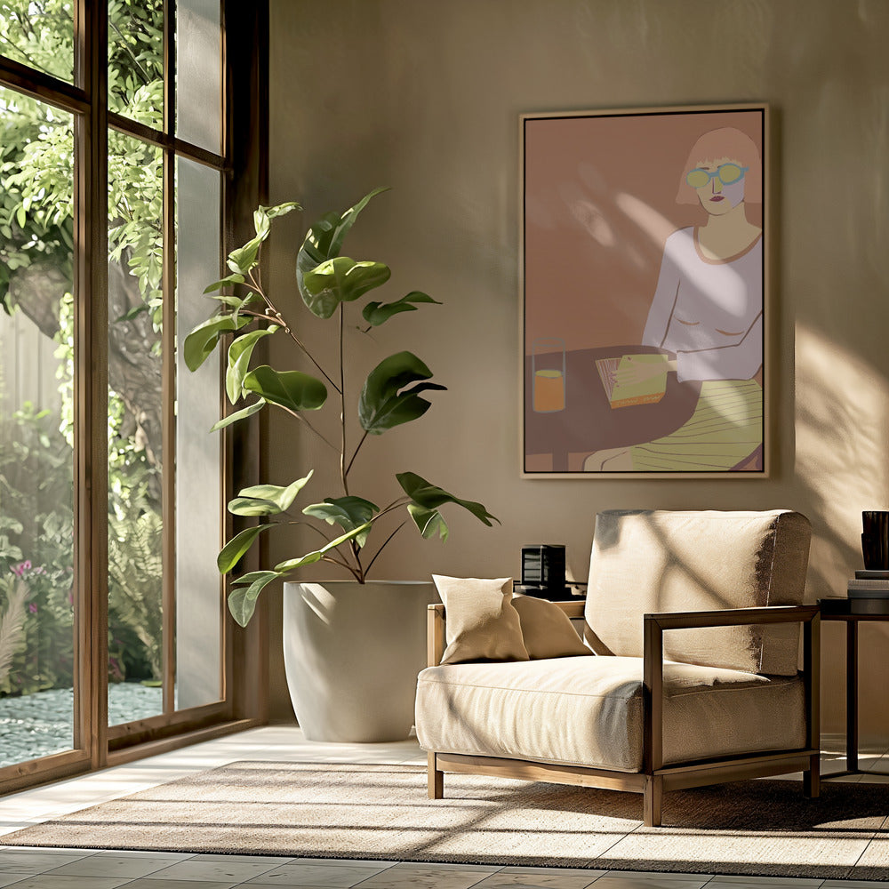 Lady reading with drink | Poster