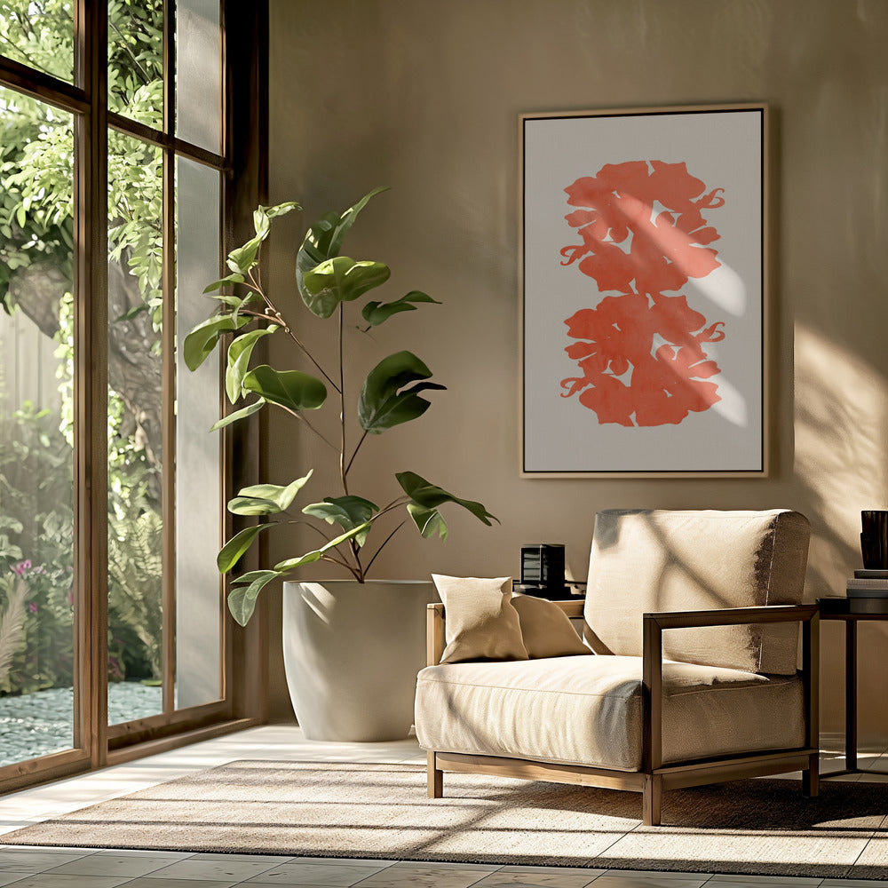 Orange Blumensilhouetten | Poster