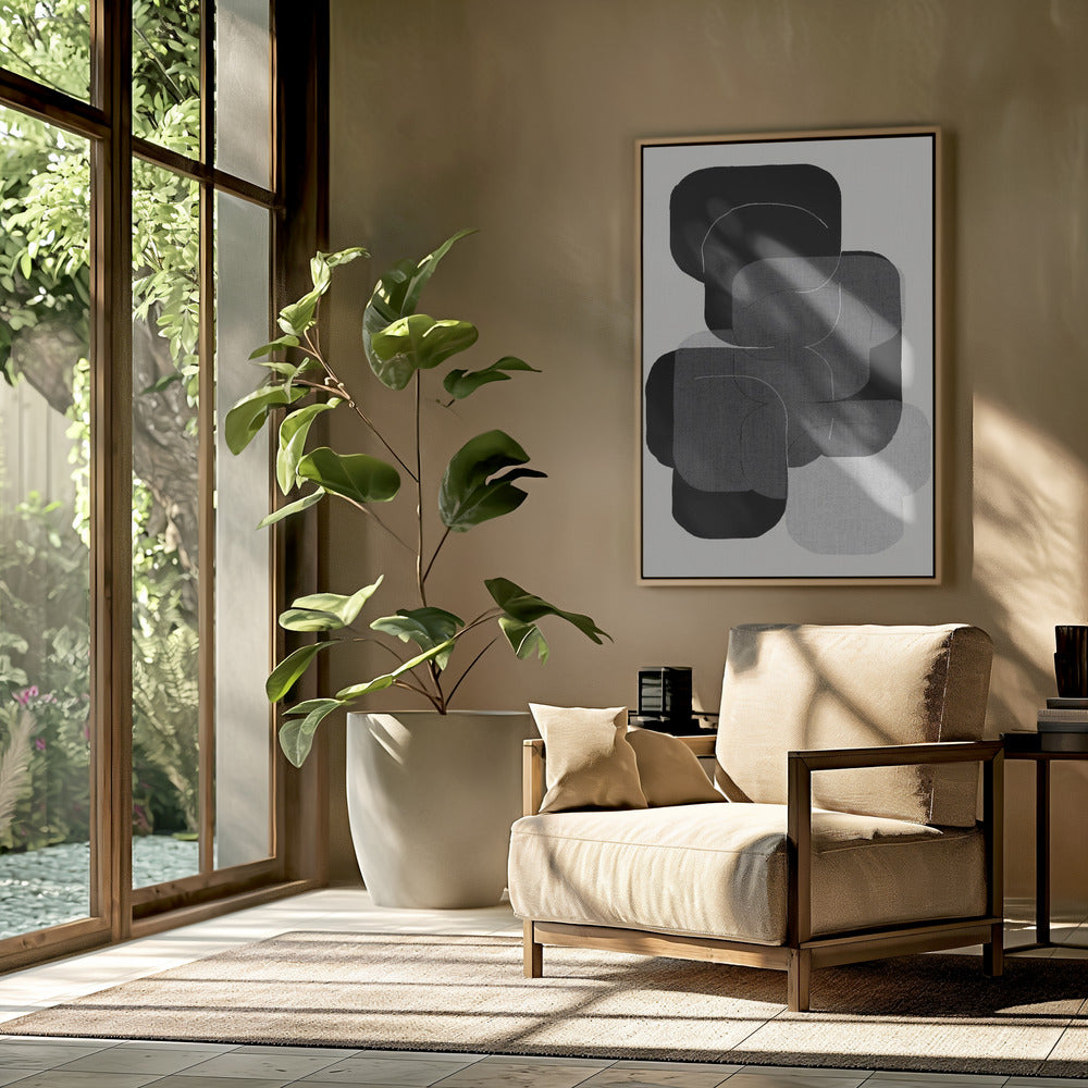 Abstract Forms in Black, Grey and White | Poster