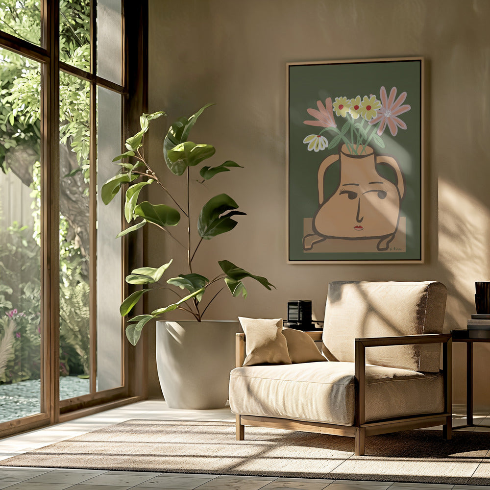 Dame in Vase mit Blumen | Poster