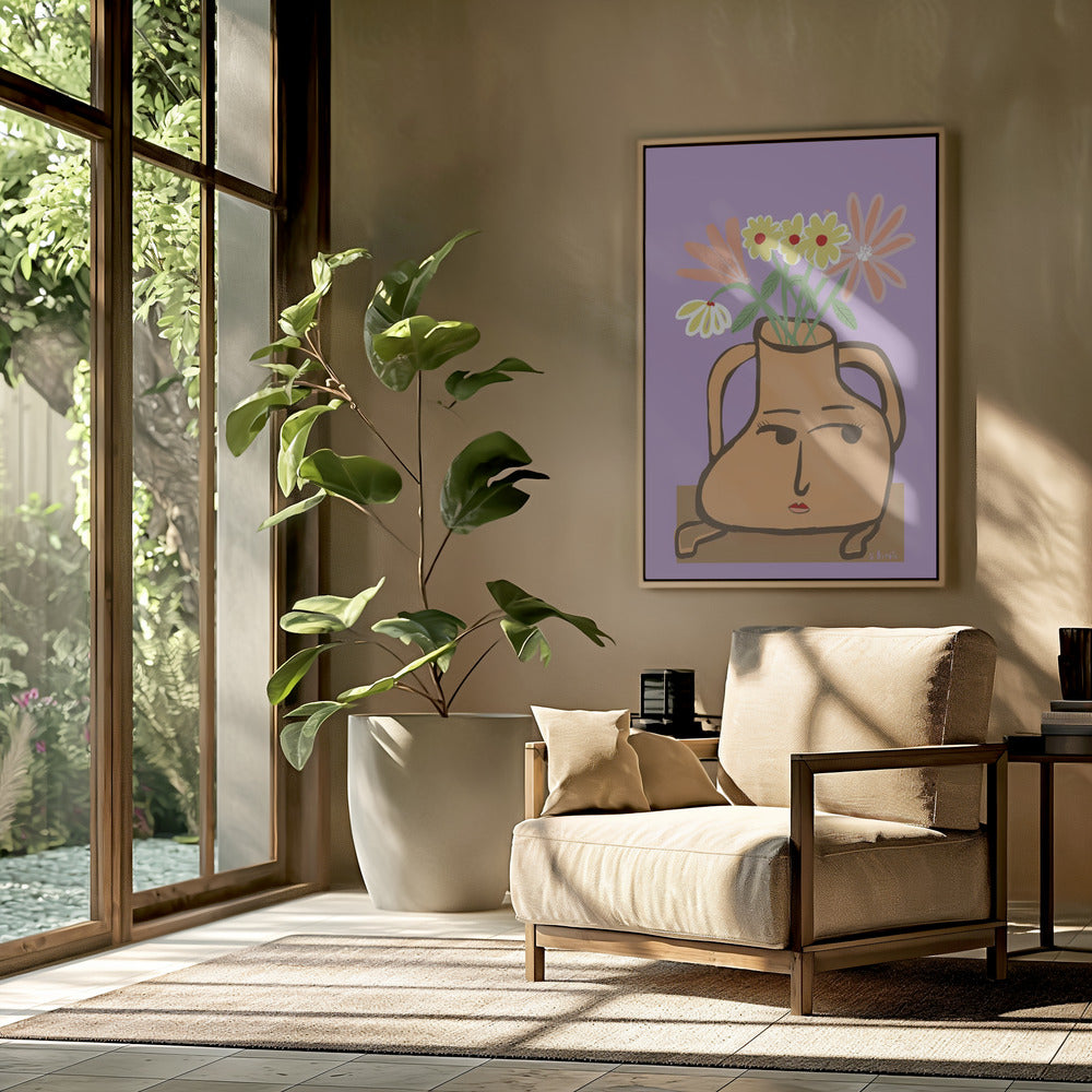 Dame in Vase mit Blumen | Poster