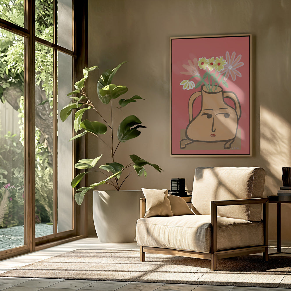 Dame in Vase mit Blumen | Poster