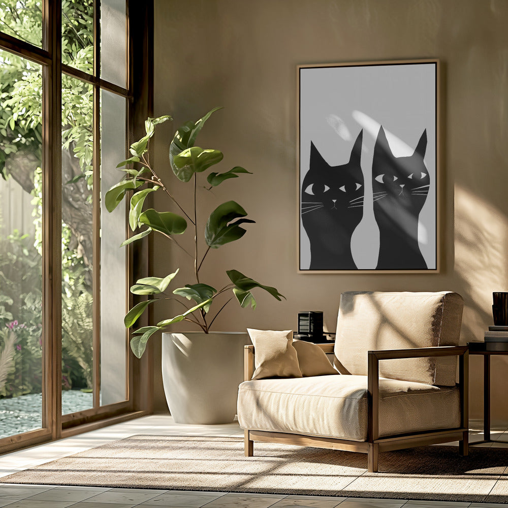 Zwei schwarze Katzen | Poster