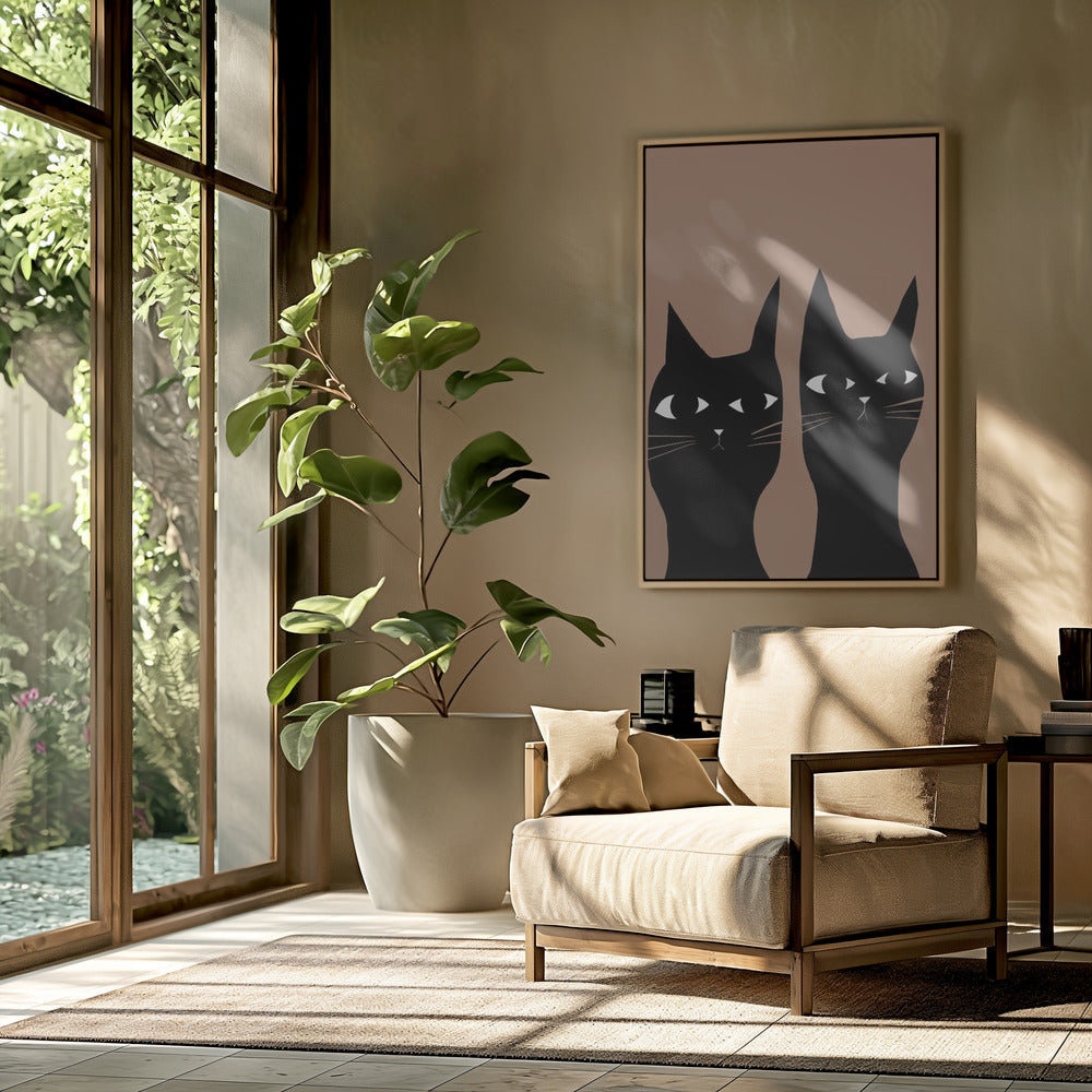 Zwei schwarze Katzen | Poster