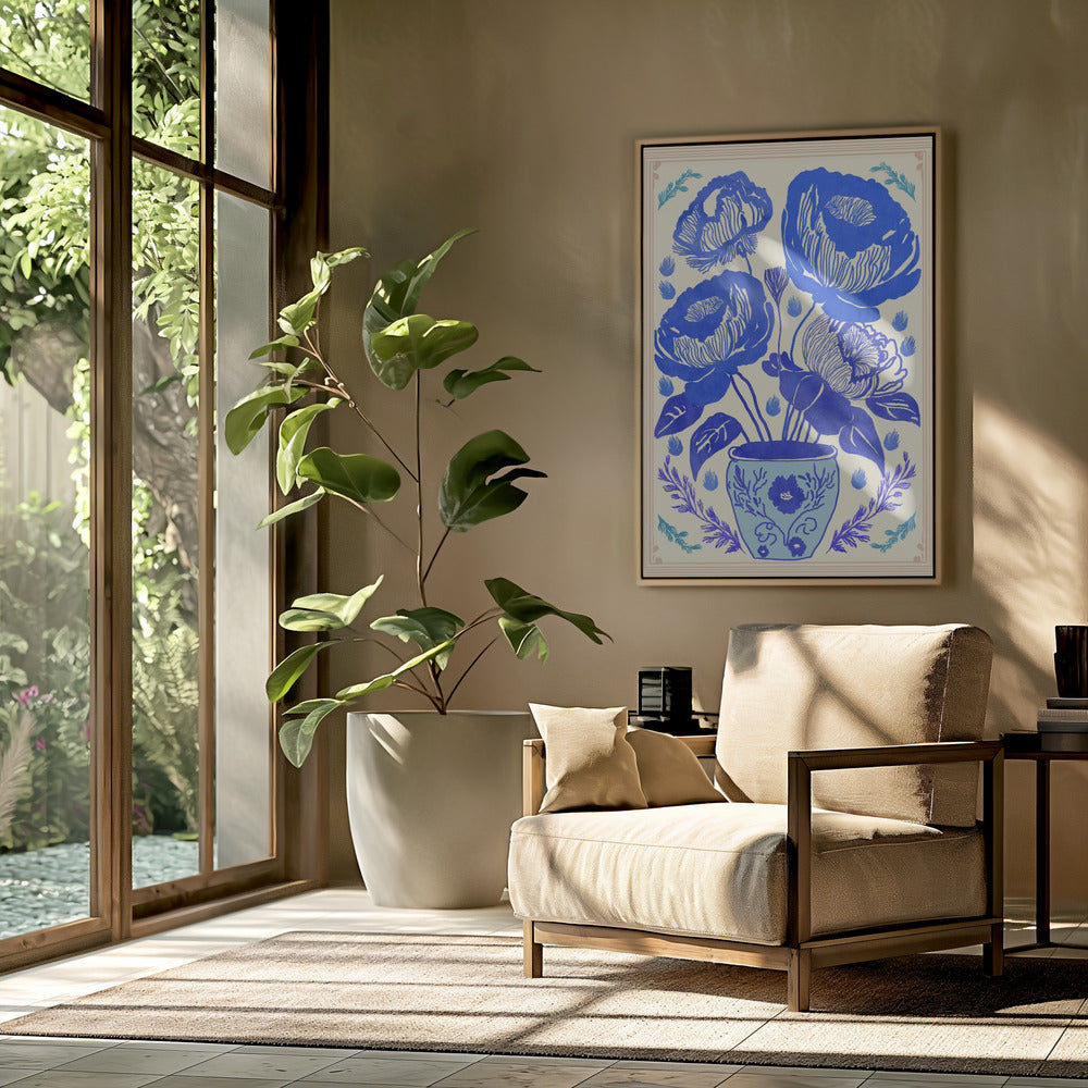 Blaue Blütenvase | Poster