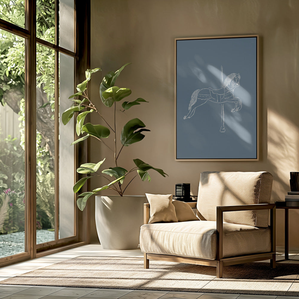 Zirkuspferd Vintage Blau | Poster
