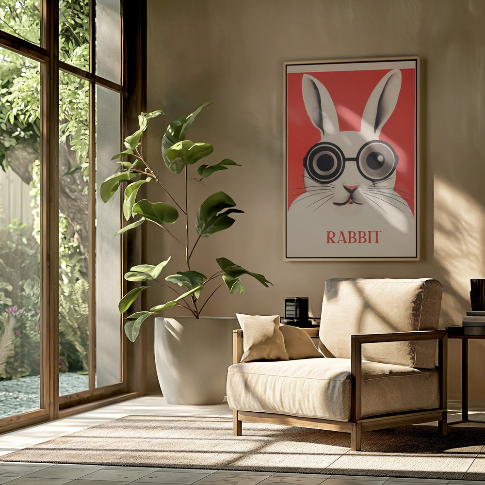 Kaninchen mit übergroßer Brille | Poster