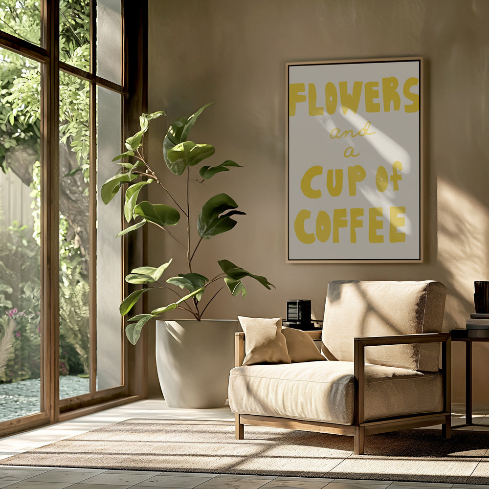 Blumen und eine Tasse Kaffee | Poster