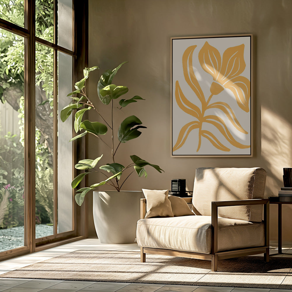 Abstrakte gelbe stilisierte Tulpe | Poster
