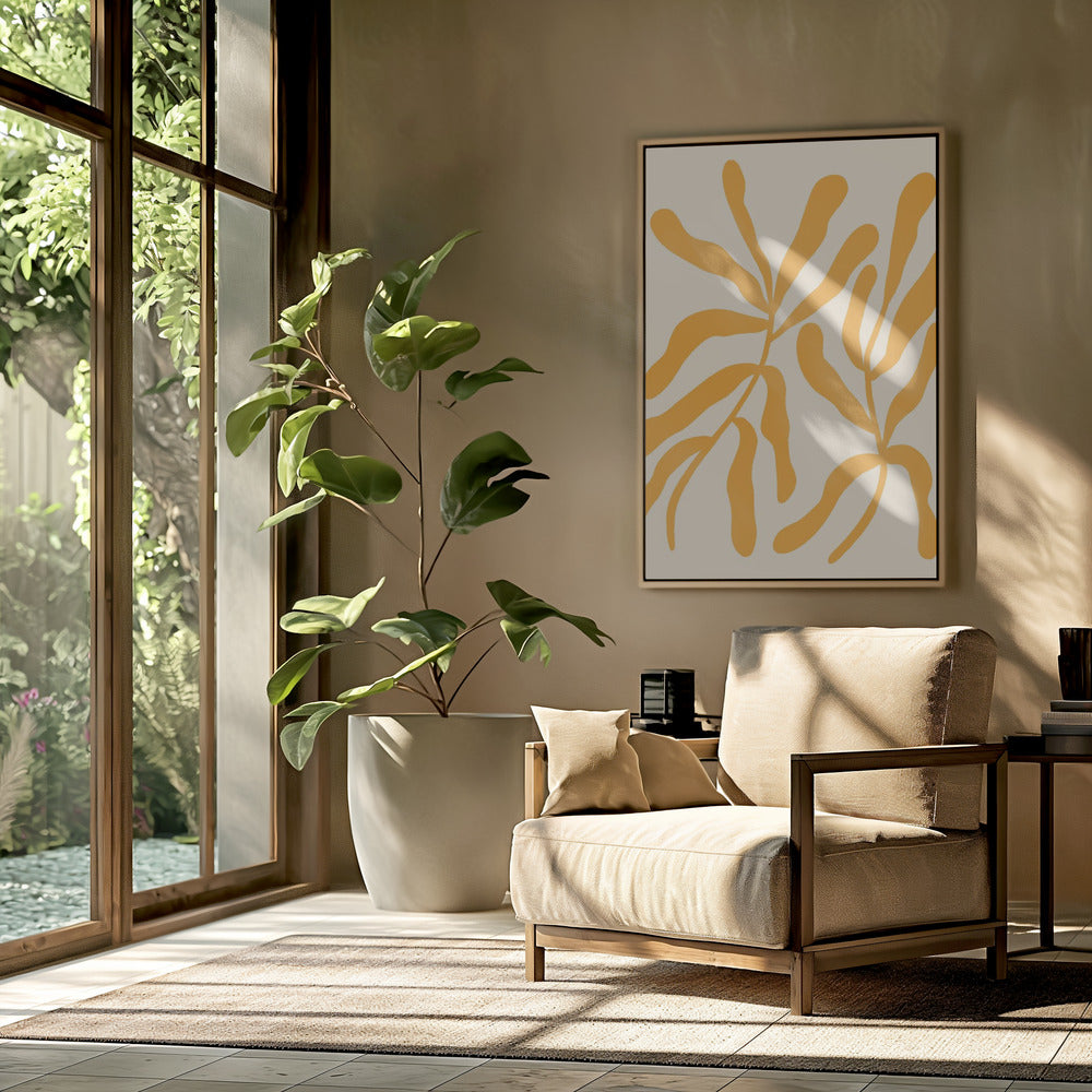 Gelbe Blattsilhouetten | Poster
