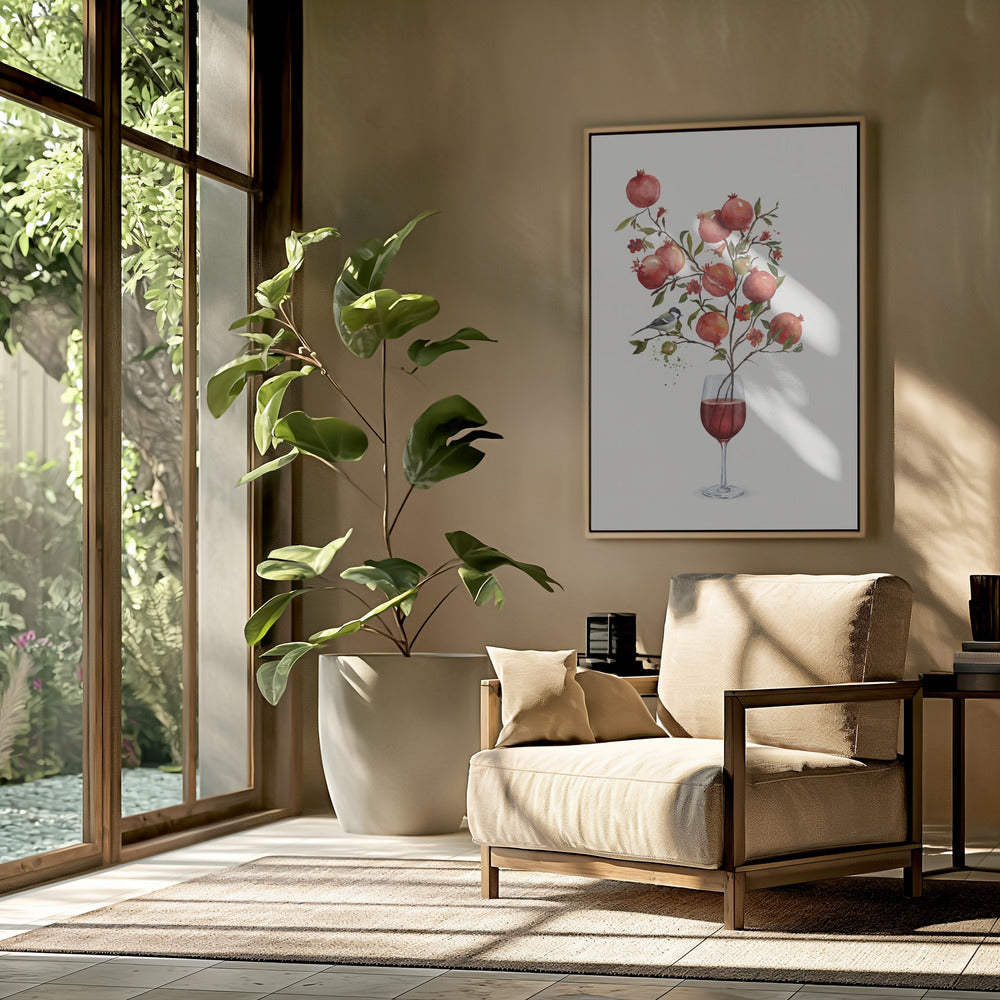 Pomegranate In a Glass of Wine | Poster