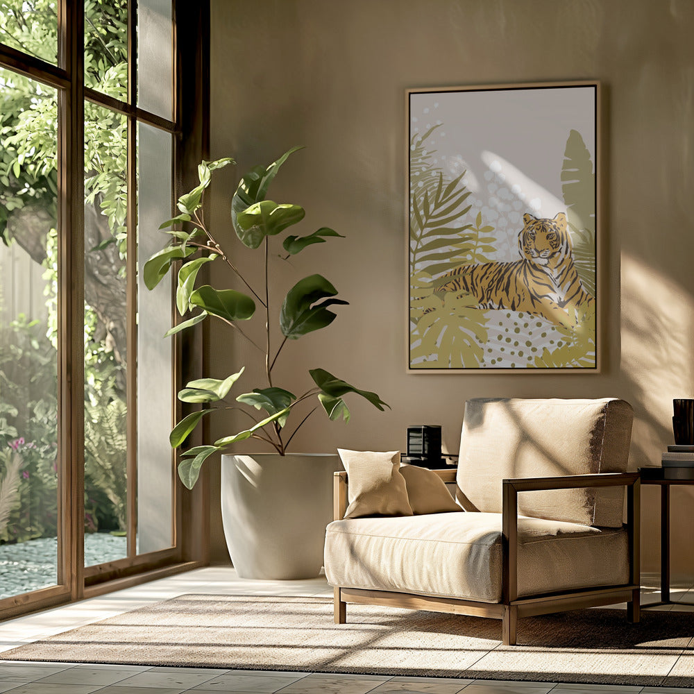 Tiger Laying Down von Cats and Dotz, 76,2 x 106,7 cm, Poster