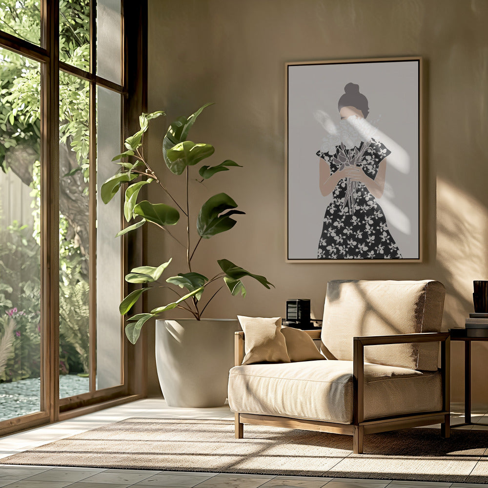 Mädchen mit Blumenstrauß | Poster