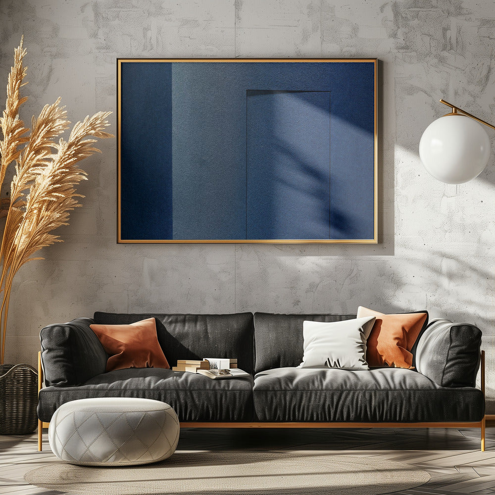 Blauer Minimalismus oder eine Geheimtür | Leinwand