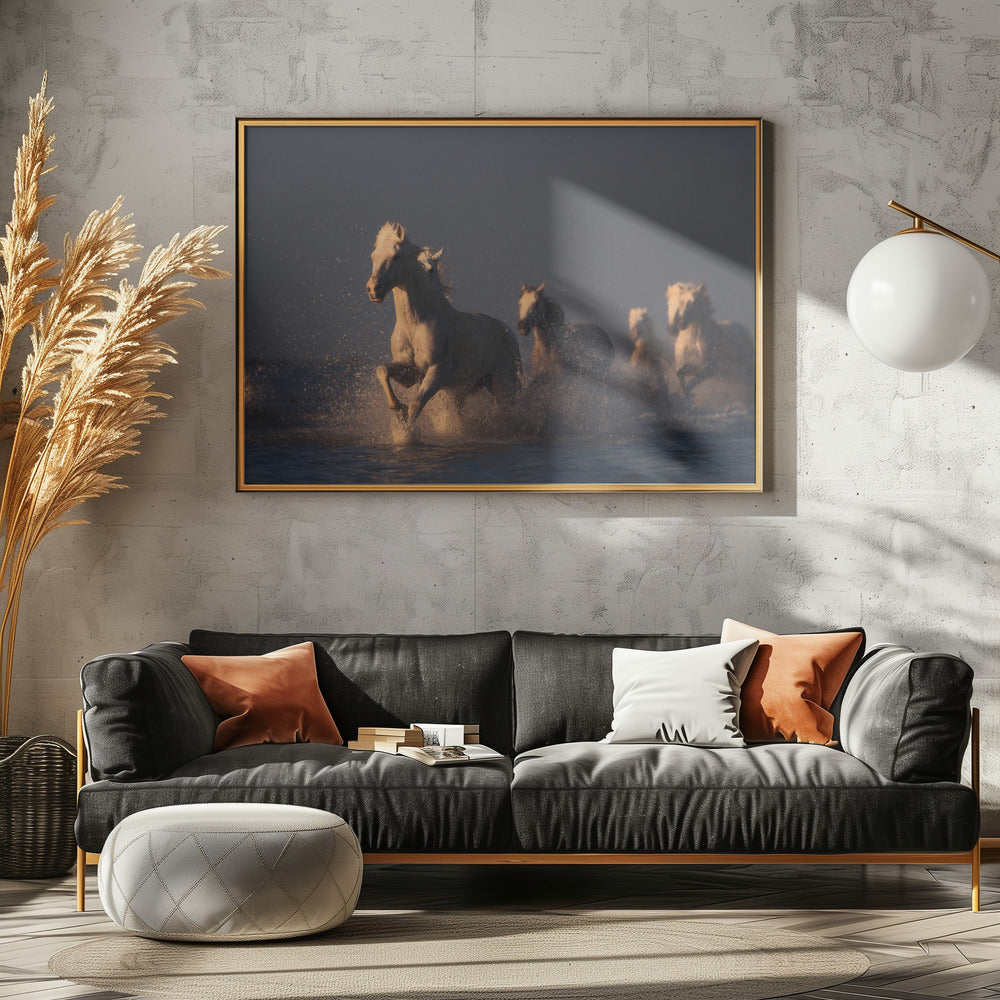 Pferde im Abendlicht | Leinwand