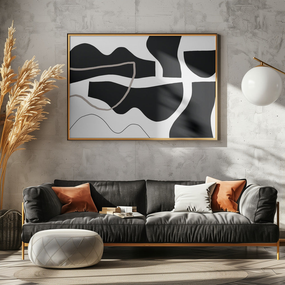 Schwarze Formen auf weißem Hintergrund | Leinwand